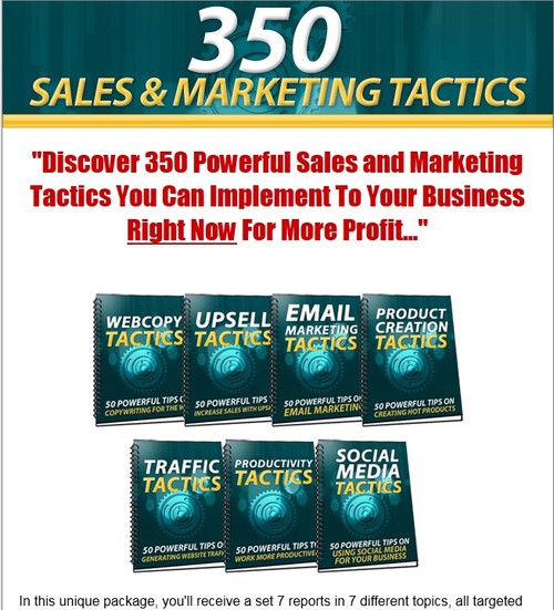 Product picture 350 Sales and Marketing Tactics PLR E-book + Website + Bonus